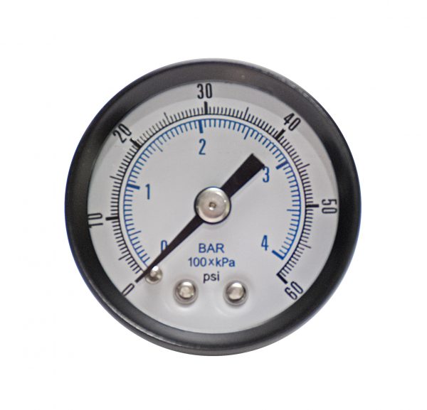 1/4″ NPT, 0-300 PSI (0-27 bar), Brass Pressure Gauge