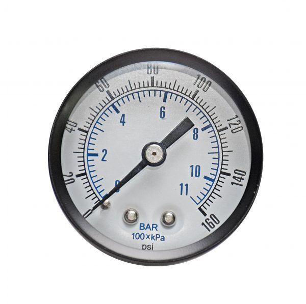 1/8" NPT, 0-160 PSI (0-11bar), Brass Pressure Gauge
