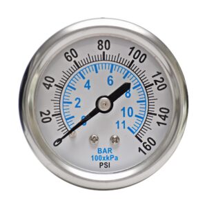 1/4″ NPT, 0-500 psig (0-35 bar), Stainless Steel Pressure Gauge; P/N: 445-725-048 1/4" NPT, 0-500 psig (0-35 bar), Stainless Steel Pressure Gauge; P/N: 445-725-048