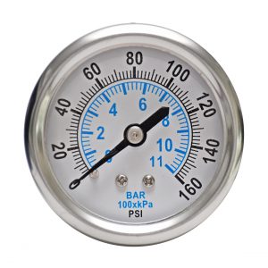 1/4″ NPT, 0-160 PSI (0-11bar), Stainless Steel Pressure Gauge