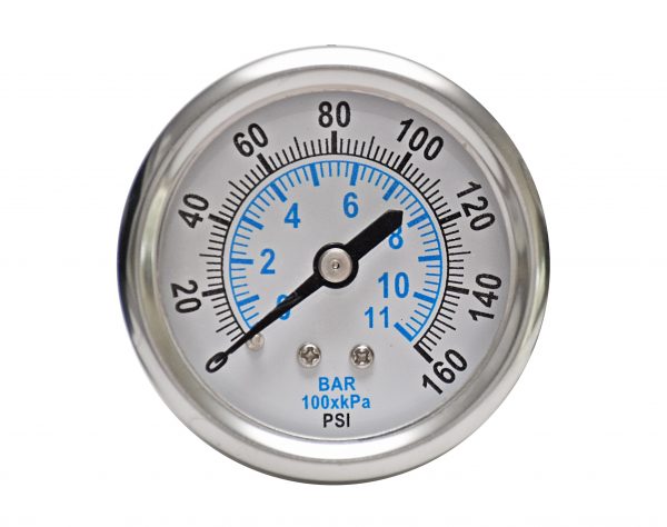 1/4″ NPT, 0-30 PSI (0-2bar), Stainless Steel Pressure Gauge